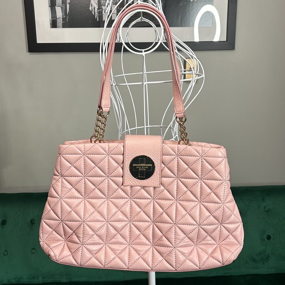 kate spade Quilted Pink Leather Shoulder Bag with Gold Hardware